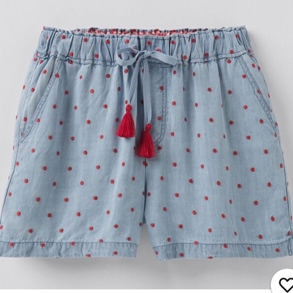 Matilda Jane Cameron Chambray Soft Denim Shorts Red Polka Dots Large Tassel - Picture 1 of 11